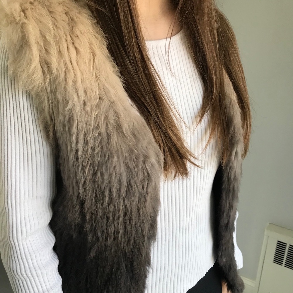 Ombre rabbit fur vest